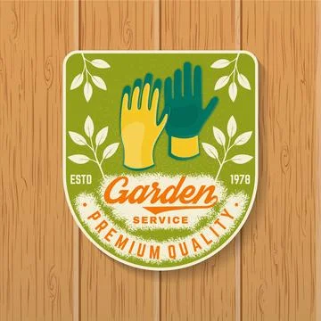 Garden services emblem, label, patch, sticker. Vector illustration. For sign, Stock Illustration