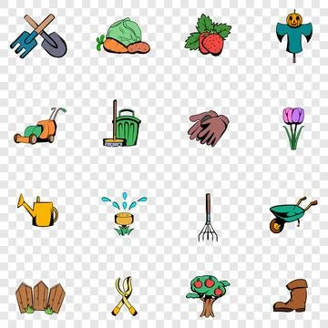 Garden set icons Illustrazione stock
