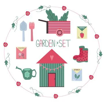 Garden set Illustrazione stock