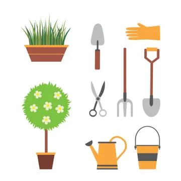 Garden set with tools Stock Illustration