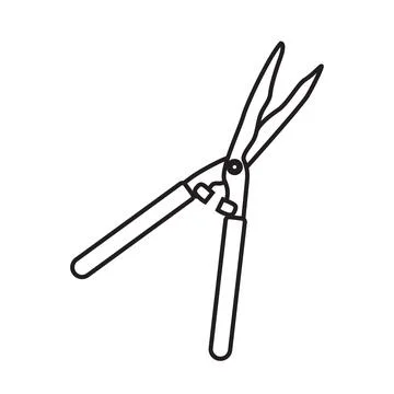 Garden shears brush cutter, simple gardening icon in trendy line style isolat Stock Illustration