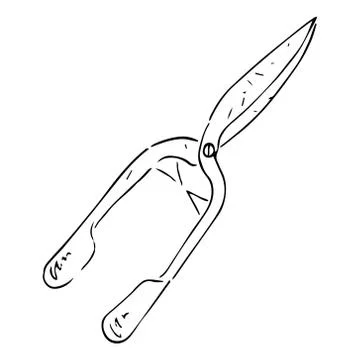Garden shears icon. Vector illustration of scissors for the garden.Hand drawn Stock Illustration