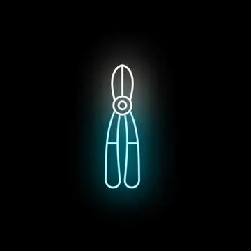Garden shears neon light glowing outline icon 스톡 일러스트