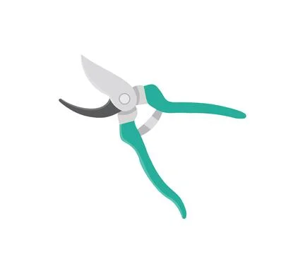 Garden shears for pruning branches, flowers and shrubs logo design. Illustrazione stock