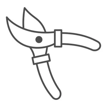 Garden shears thin line icon, Garden and gardening concept, Secateurs sign on Stock Illustration