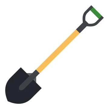 Garden shovel flat vector icon isolated on white background. Stock Illustration