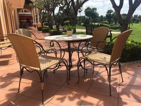 Garden sitting table Stock Photos