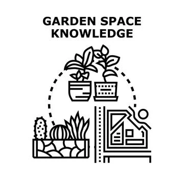 Garden space knowledge and landscape planning concept Stock Illustration