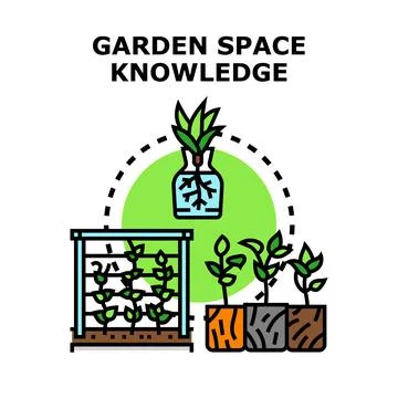 Garden space knowledge developing cultivating plants Illustrazione stock