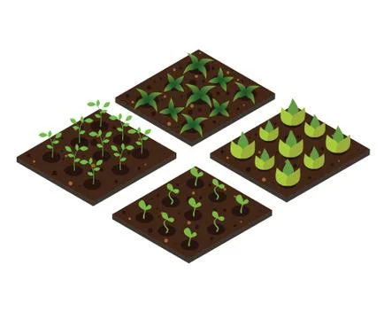 Garden in spring. Isometric icon set. Vector illustration Stock Illustration