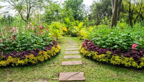 Garden stone pathway Stock Photos