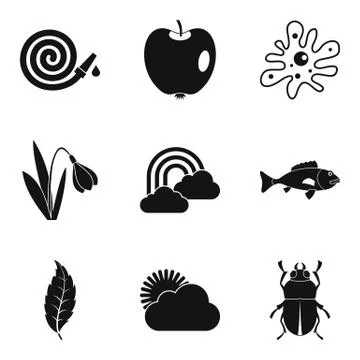 Garden stuff icons set, simple style Stock Illustration