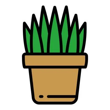 Garden succulent pot icon, outline style Stock Illustration