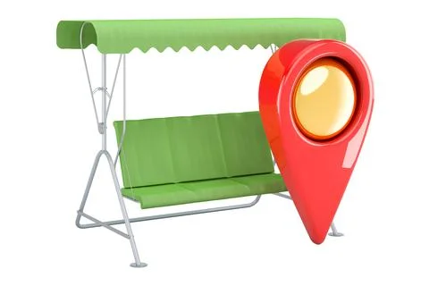 Garden swing with map pointer, 3D rendering Illustrazione stock