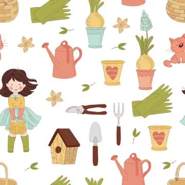 GARDEN TEXTILE Spring Seamless Pattern Vector Illustration Stock Illustration