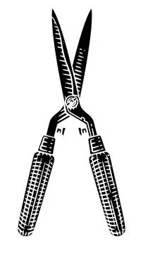 Garden Tool Hedge Trimmers Pruning Shears Woodcut Illustrazione stock