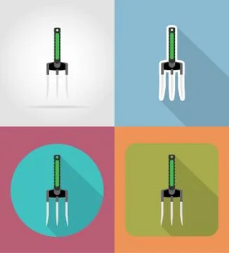 Garden tool rake flat icons vector illustration Stock Illustration