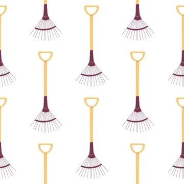 Garden tool set care colored pattern textile Stock Illustration