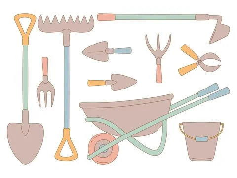 Garden tool set Stock Illustration