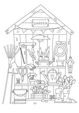 Garden Tool Shed In Progress Stock Illustration