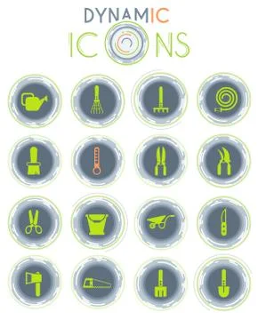 Garden tools dynamic icons Stock Illustration