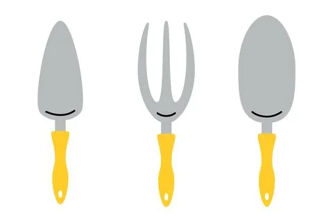 Garden tools. Farming work instruments. Gardening equipment. Small shovel and Stock Illustration
