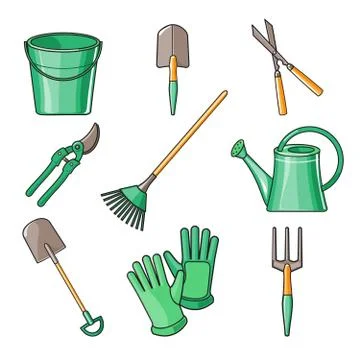 Garden Tools Flat Design illustration Stock Illustration