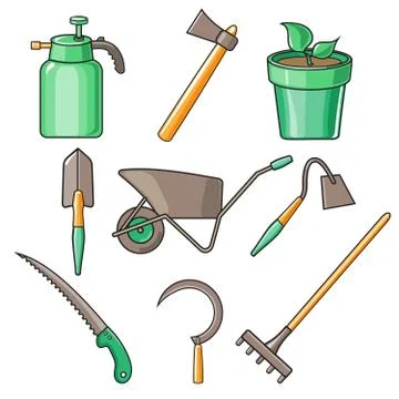 Garden Tools Flat Design illustration Stock Illustration