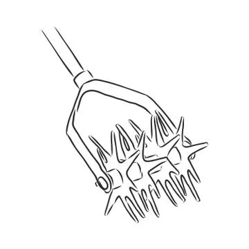 Garden tools, hoe, chopper, baking powder garden baking powder vector sketch  Stock Illustration