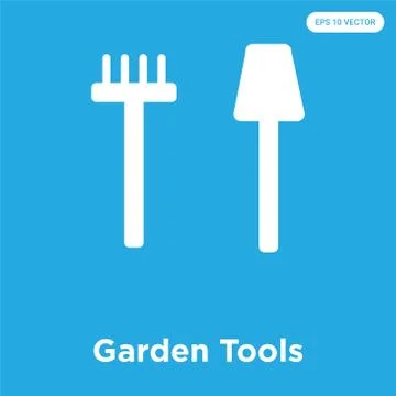Garden Tools icon isolated on blue background Free Stock Illustration