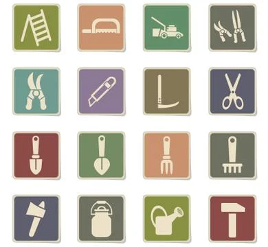 Garden tools icon set Stock Illustration