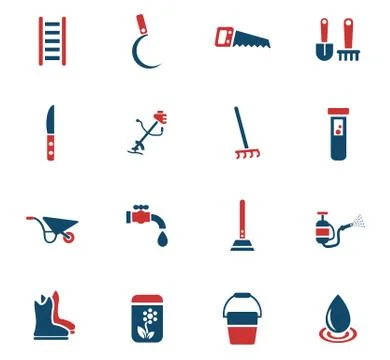 Garden tools icon set Stock Illustration