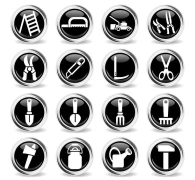 Garden tools icon set Stock Illustration