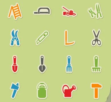 Garden tools icon set Stock Illustration