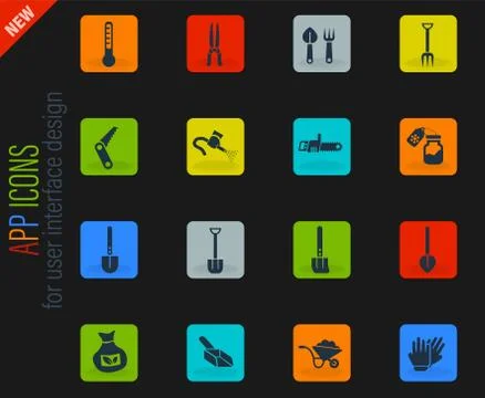 Garden tools icon set Stock Illustration