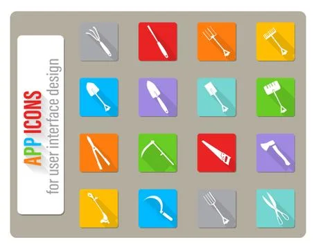 Garden tools icon set Stock Illustration