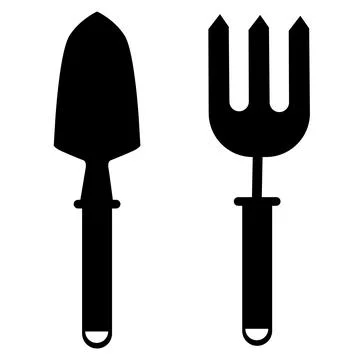 Garden tools icon on white background. Cutlery symbol. Fork garden sign. Illustrazione stock