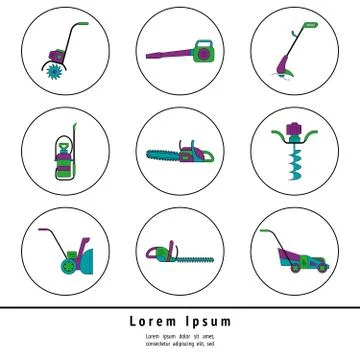 Garden tools icons Stock Illustration