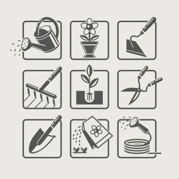 Garden tools. Icons set Stock Illustration