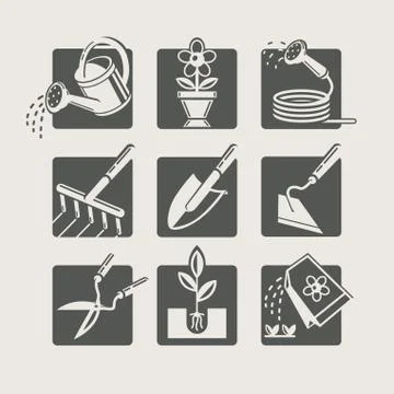 Garden tools. Icons set Stock Illustration