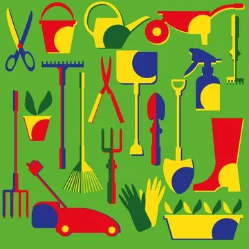 Garden tools. Icons set . Vector Illustration. Stock Illustration