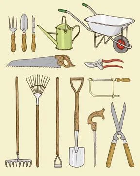 Garden tools illustration Stock Illustration