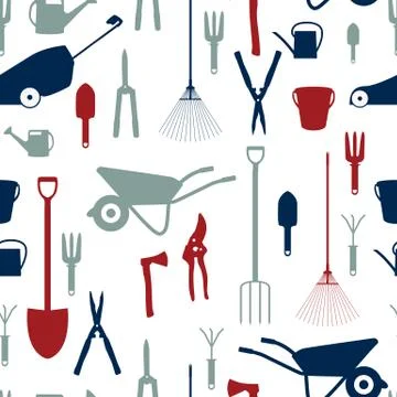 Garden Tools, Instruments Flat Icon Collection Set. Shovel, buck Stock Illustration