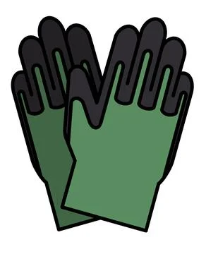 Garden tools, isolated on white background. Gardening gloves to work with. St Stock Illustration