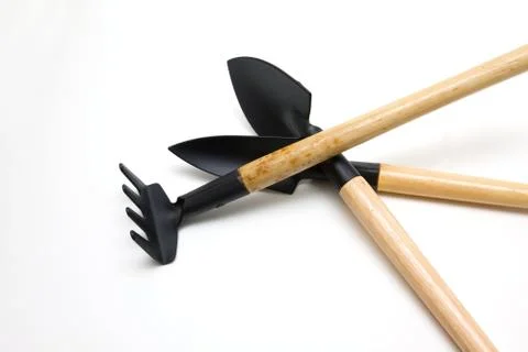 Garden tools isolated on white background Stock Photos