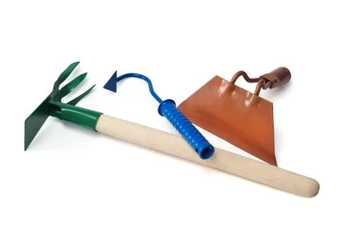 Garden tools isolated on white background Foto stock