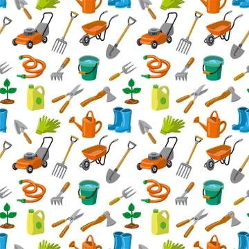 Garden tools pattern Stock Illustration