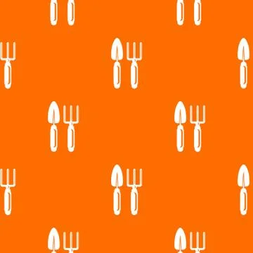 Garden tools pattern orange Stock Illustration