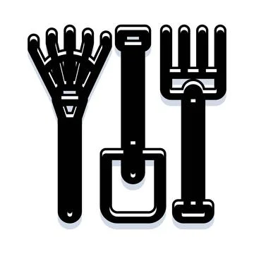Garden tools set with rake shovel and fork Stock Illustration