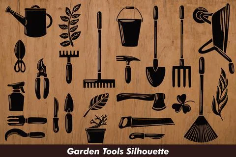 Garden Tools Silhouette Stock Illustration
